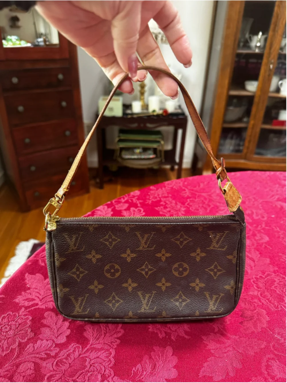 Louis Vuitton Brown and Tan Monogram Pochette Bag